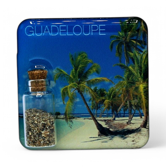 Magnet Epoxy Carré Avec Bouteille Plage Ste Anne GP