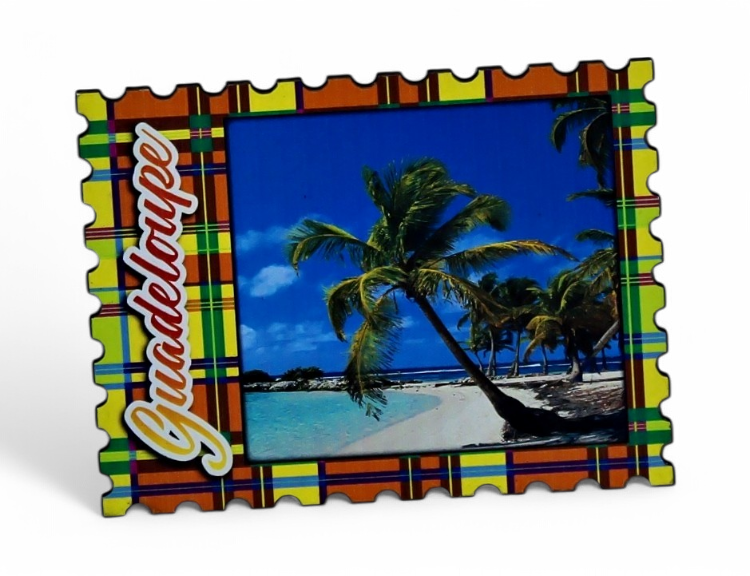 Magnet Bois Timbre Madras Cocotier Plage GP