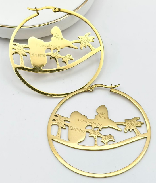 Boucle D'oreille métal Carte Taille Grand Couleur Or