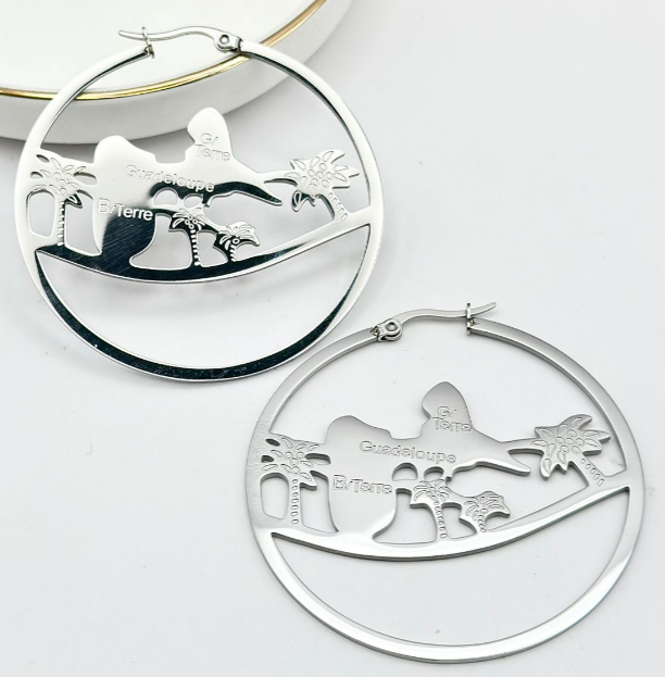 Boucle D'oreille métal Carte Taille Grand Couleur Argent