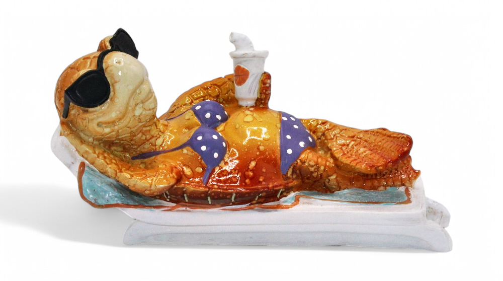 Figurine Tortue orange bikini Transat et Cocktail