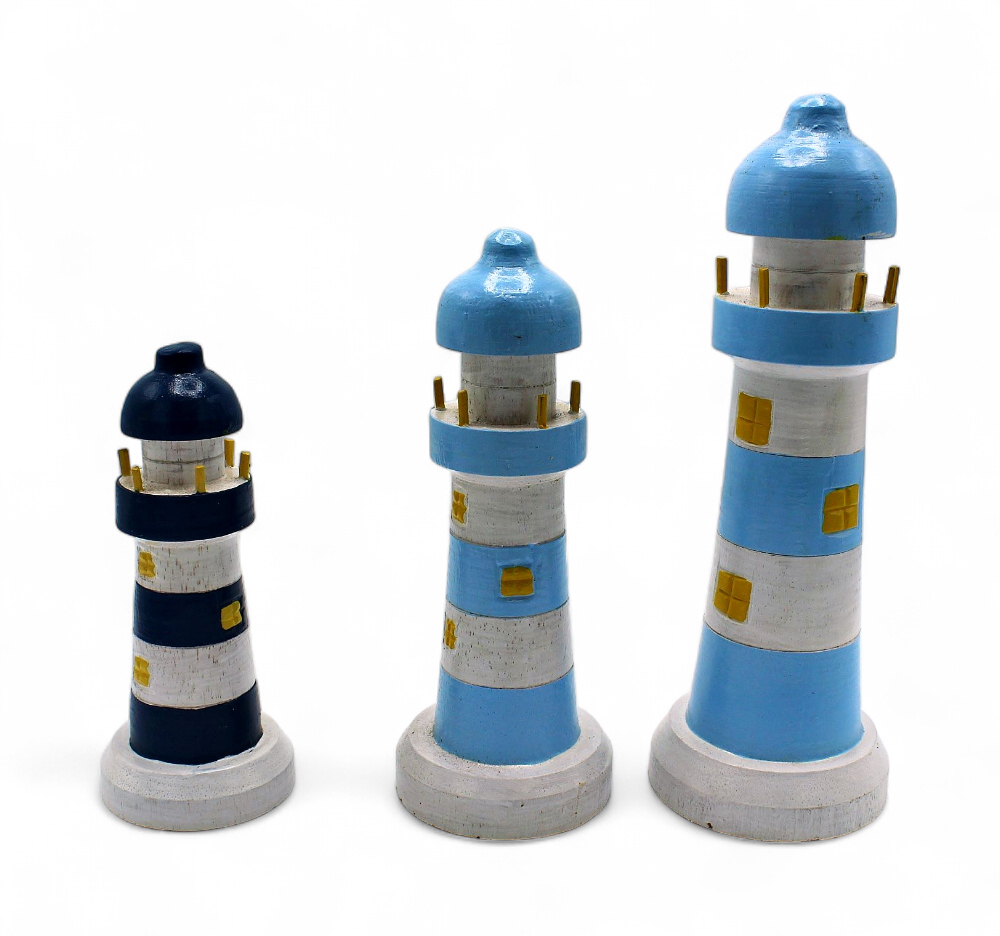 Set de 3 Sculptures Phare 35cm 30 cm 25 cm