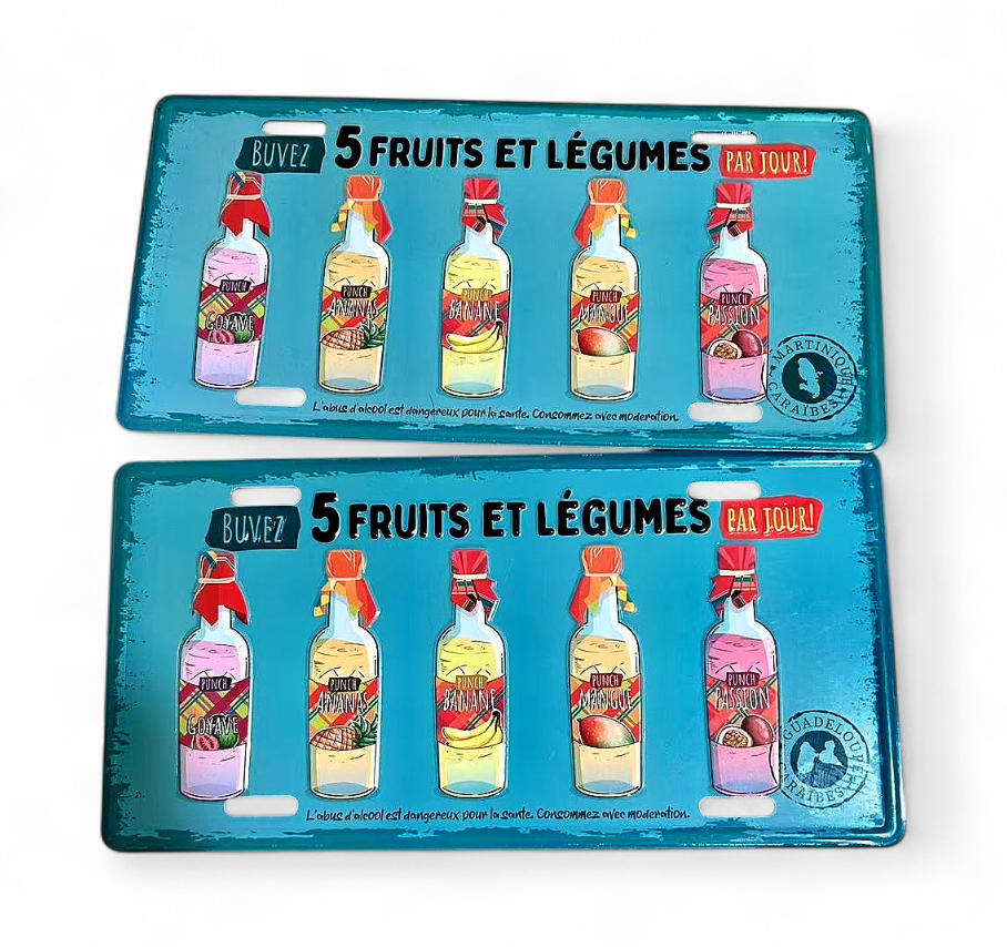 Plaque 15X30 5 Fruit et légumes par jours 