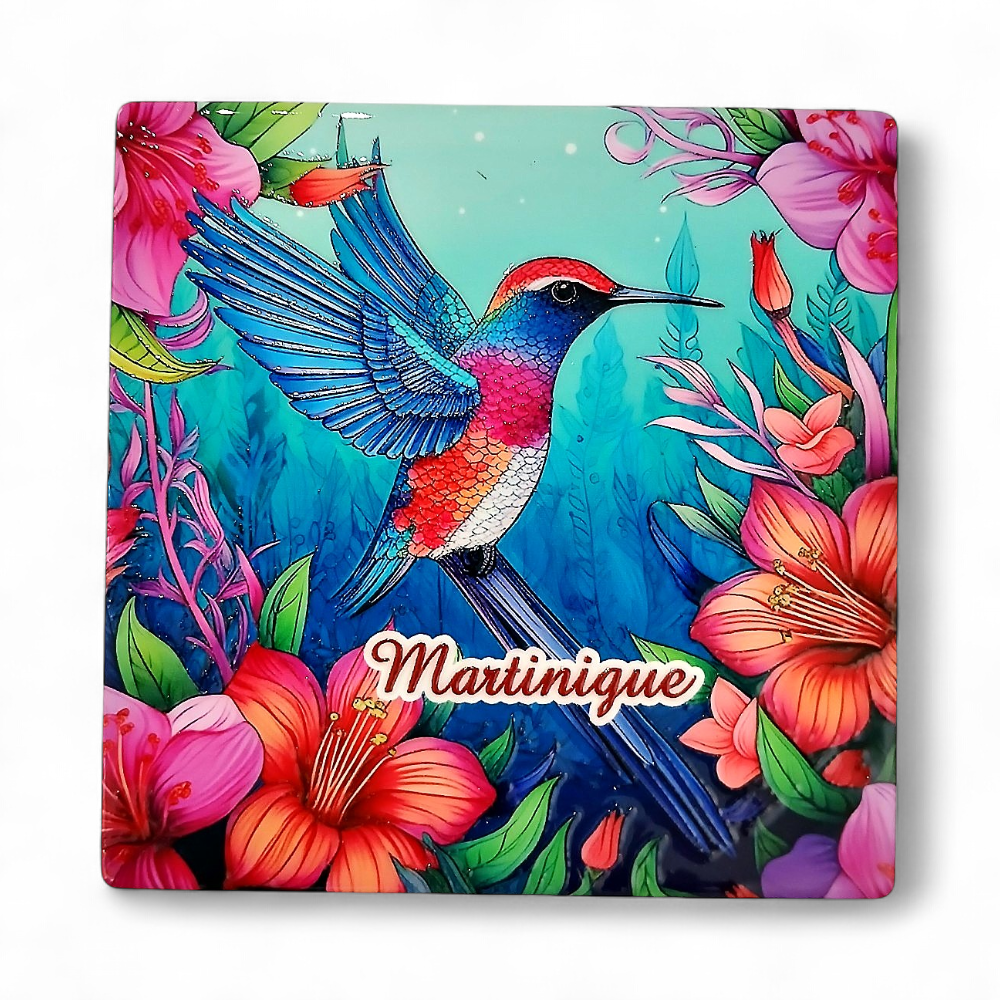 Set de 4 dessous de verre céramique colibri