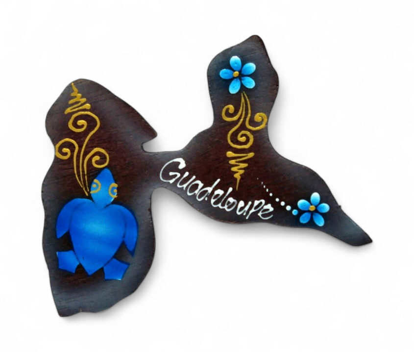 Magnet bois map Martinique peint 