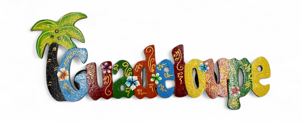 Magnet bois écriture Martinique peint avec palm