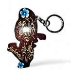 Porte clef bois carte peint