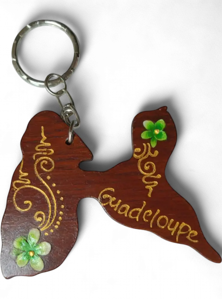 Porte clef bois map Martinique peint