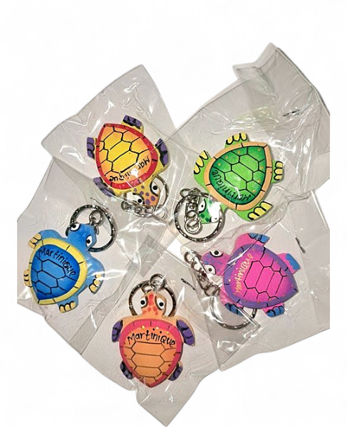 Porte clef bois coloré tortue