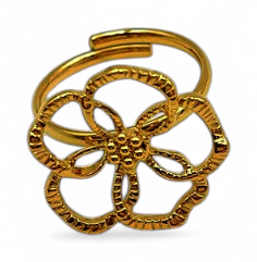 Bague inoxydable hibiscus ajouré 
