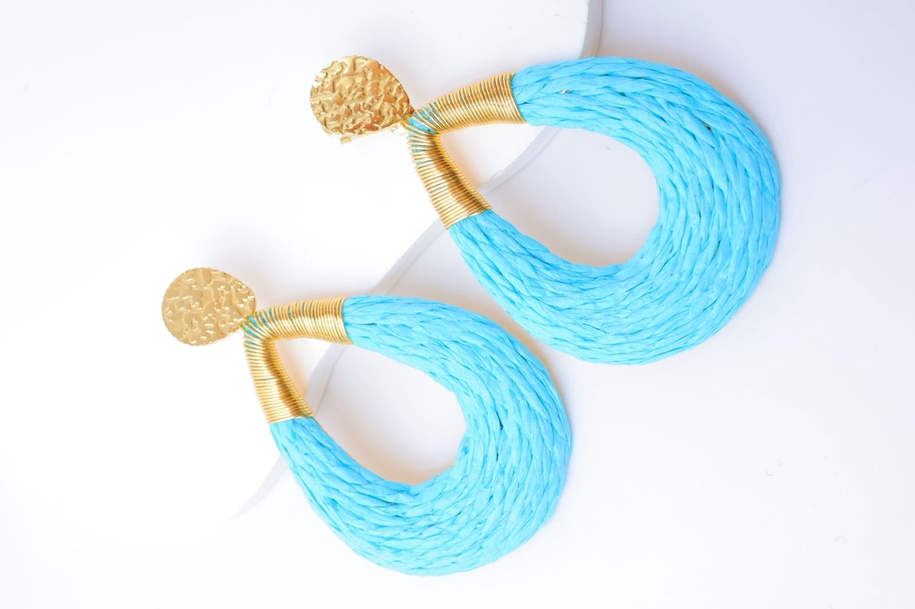 Boucle D'oreille rotin et couleur or