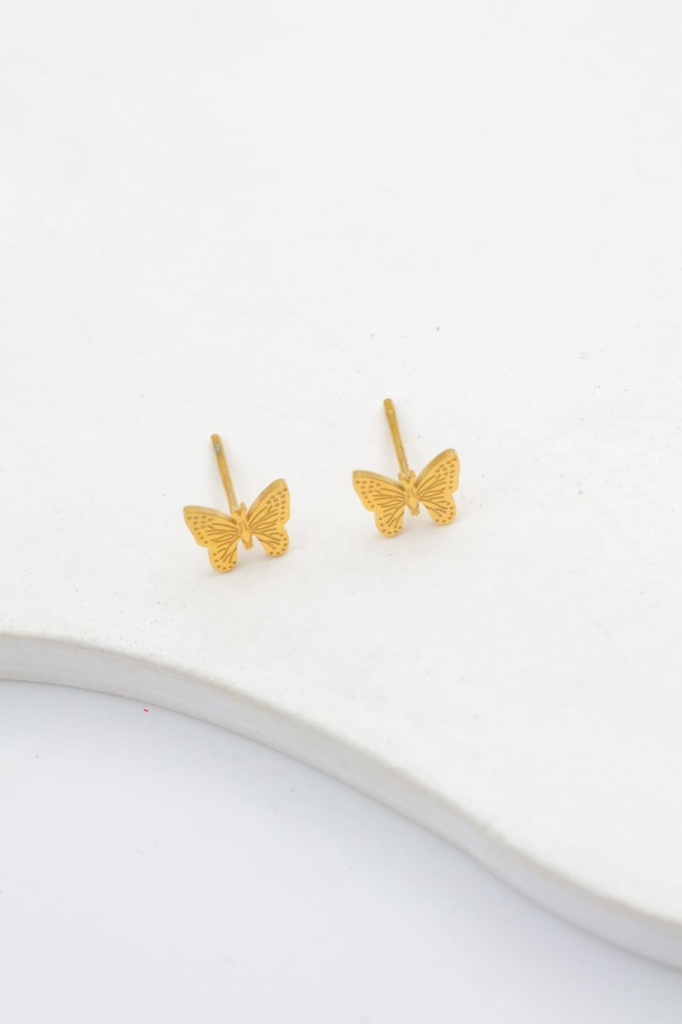 Boucle D'oreille inoxydable puce Papillon