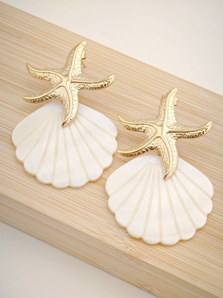 Boucle D'oreille inoxydable rotin fleur