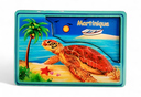 Magnet bois Tortue et coquillage sur sable