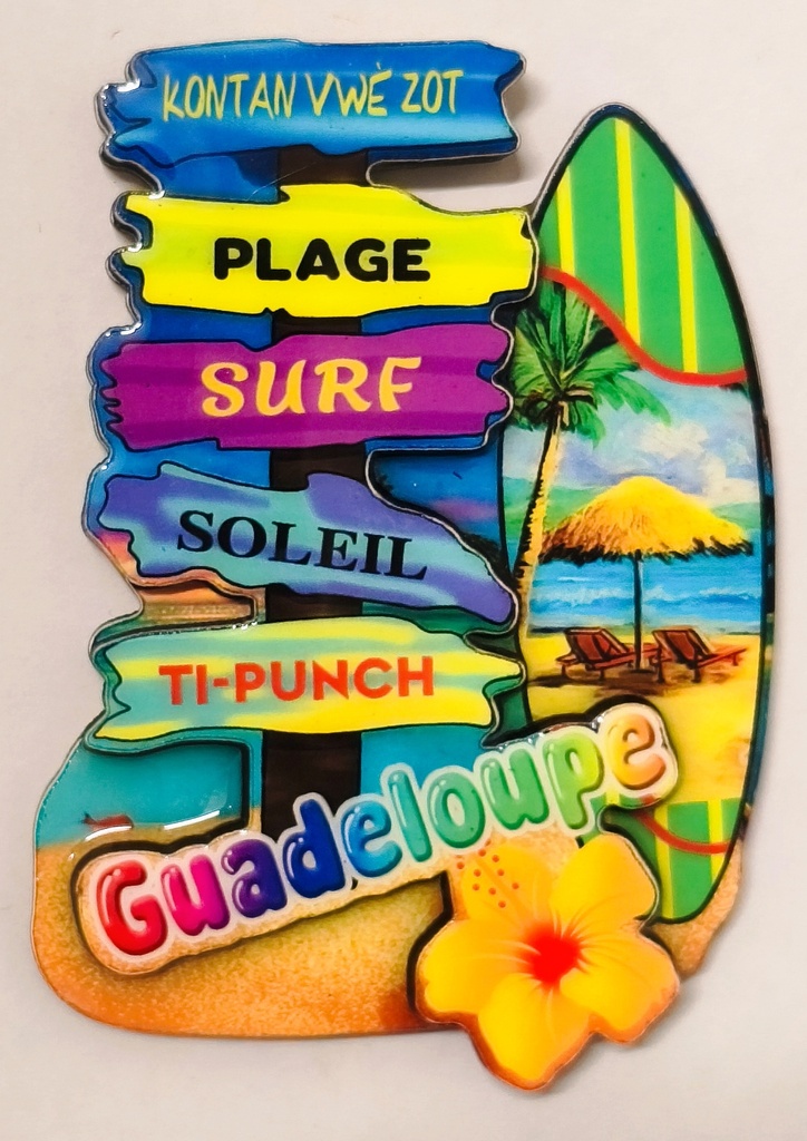 Magnet MDF - Panneaux de directions et planche de surf paysage