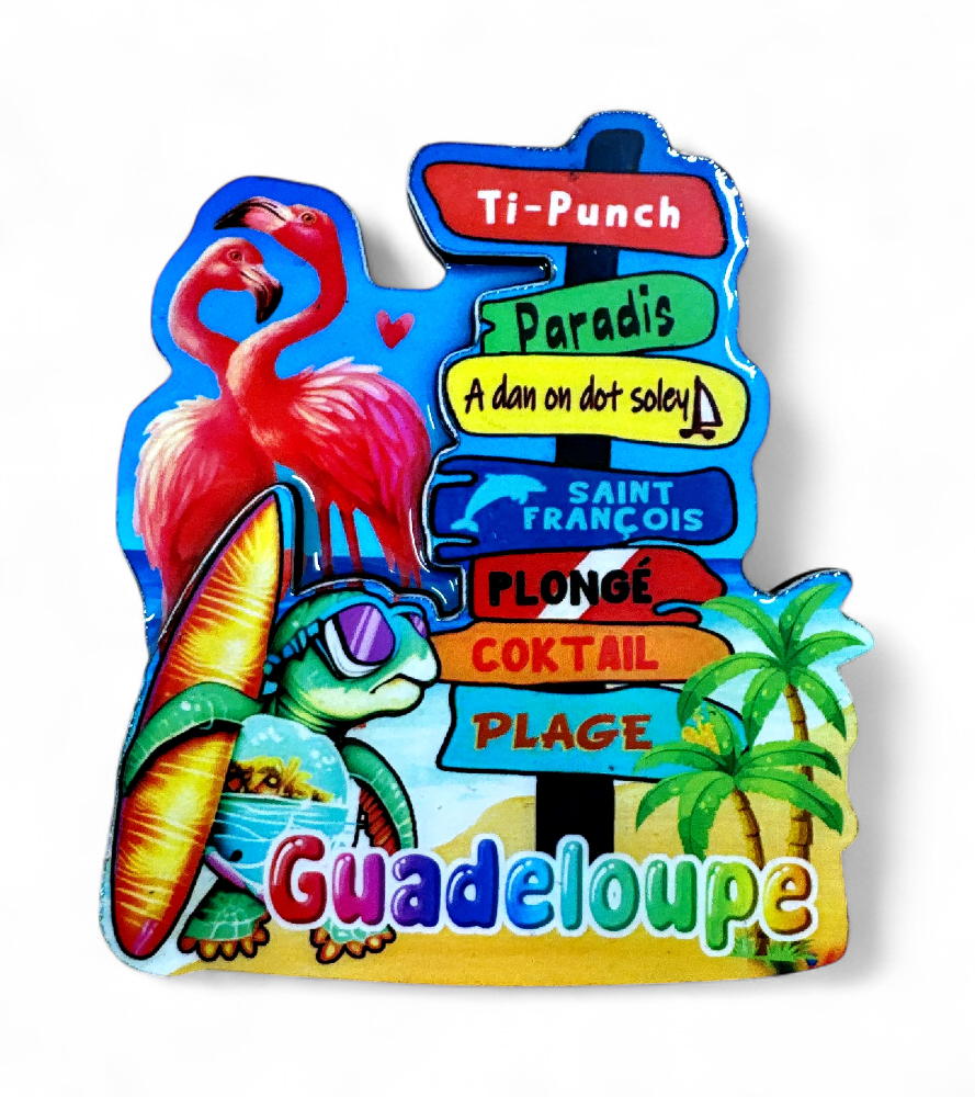 Magnet MDF - Panneaux de directions tortue et flammant